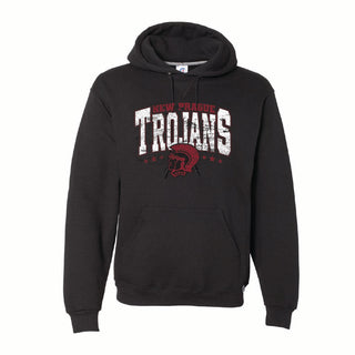 New Prague Trojans Arch Vintage Print Russell Hoodie