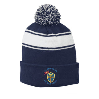 SWS Sport-Tek® Stripe Pom Pom Beanie