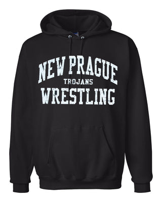New Prague Wrestling Hooded Sweatshirt with Screened Design Front