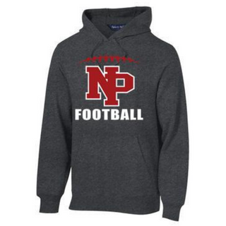 New Prague Football Hooded Sweatshirt with Embroidered Design Front
