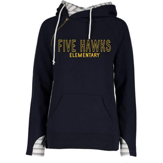 Five Hawks Outline Striped Double Hood Sweatshirt