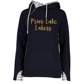 Lakers Glitter Striped Double Hood Sweatshirt
