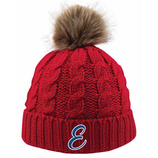 Elko Baseball - Cable Knit Beanie With Faux Fur Pom