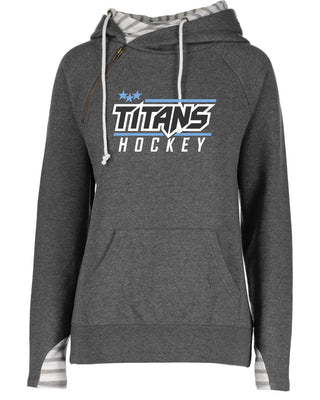Titan Hockey Ladies Striped Double  Hood Sweatshirt